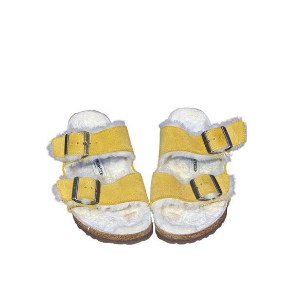 Birkenstock Yellow Shearling Sandals - Picture 2 of 7